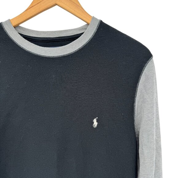Polo‎ Ralph Lauren Mens Waffle Knit Thermal Shirt M Two Tone Casual Pony Preppy - Picture 1 of 7